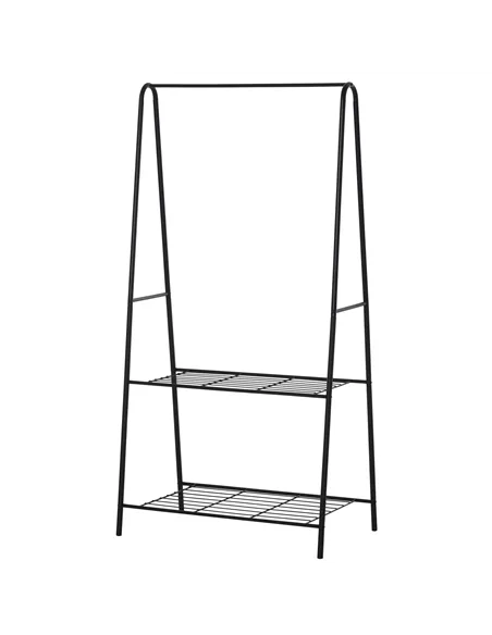 HOMCOM Metal Clothes Rack Coat Garment Hanger Hallway Organiser Hanging Rail Stand 2-tier Shoe Shelving A Shaped 77L x 45W x 153