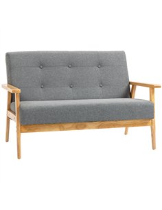 HOMCOM 2 Seater Sofa Modern Linen Fabric Upholstery Tufted Couch with Rubberwood Legs for Living Room and Kitchen, Dark Grey