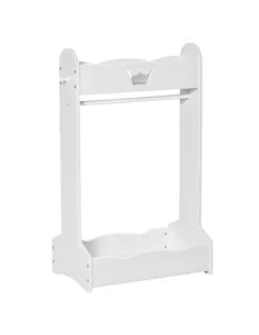 HOMCOM Kids Clothes Rail Wooden Hanging Rack with Storage Shelves Children Garment Freestanding Wardrobe for 3-8 Years Toddler, 