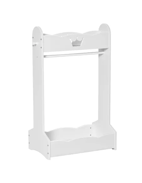 HOMCOM Kids Clothes Rail Wooden Hanging Rack with Storage Shelves Children Garment Freestanding Wardrobe for 3-8 Years Toddler, 