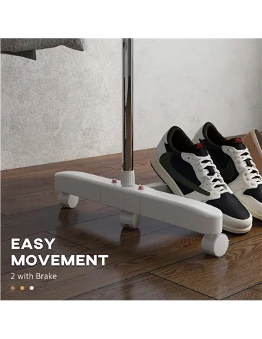 HOMCOM 3-Tier Clothes Airer, Stainless Steel Foldable Clothes Drying Rack with Wheels and Wings, Indoor and Outdoor, Easy Assemb