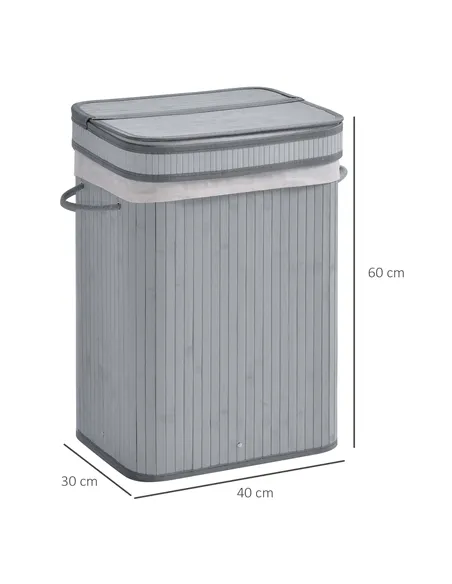 HOMCOM 70L Natural Wood Laundry Basket A Compartment w/Flip Lid Removable Lining Handles Board Base Foldable Durable Water-Resis