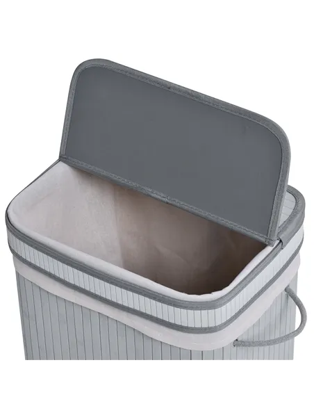 HOMCOM 70L Natural Wood Laundry Basket A Compartment w/Flip Lid Removable Lining Handles Board Base Foldable Durable Water-Resis