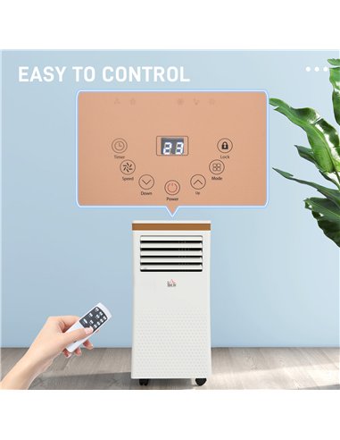 HOMCOM Portable Air Conditioner 7000 BTU, 4-in-1 Mobile Air Conditioning Unit with Cooling, Fan, Dehumidifier & Sleep Mode, LED 