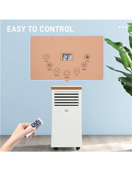 HOMCOM Portable Air Conditioner 7000 BTU, 4-in-1 Mobile Air Conditioning Unit with Cooling, Fan, Dehumidifier & Sleep Mode, LED 