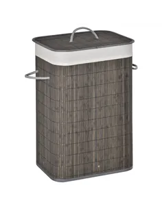 HOMCOM Laundry Basket with Flip Lid and String Handles, Collapsible Hamper Removable Lining Board Base Foldable Water-Resistant 