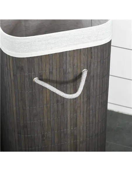 HOMCOM Laundry Basket with Flip Lid and String Handles, Collapsible Hamper Removable Lining Board Base Foldable Water-Resistant 