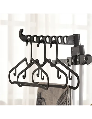 HOMCOM Foldable Clothes Drying Rack, 4-Tier Steel Garment Laundry Rack with Castors for Indoor and Outdoor Use, Black