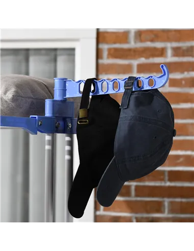 HOMCOM Foldable Clothes Drying Rack, 4-Tier Steel Garment Laundry Rack with Castors for Indoor and Outdoor Use, Blue