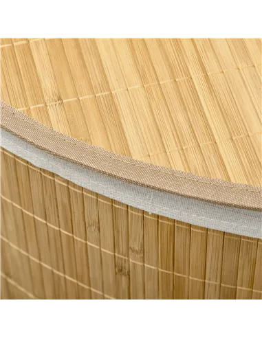 HOMCOM Bamboo Laundry Basket with Lid, 55 Litres Laundry Hamper with Removable Washable Lining,  Corner Washing Baskets, 38 x 38