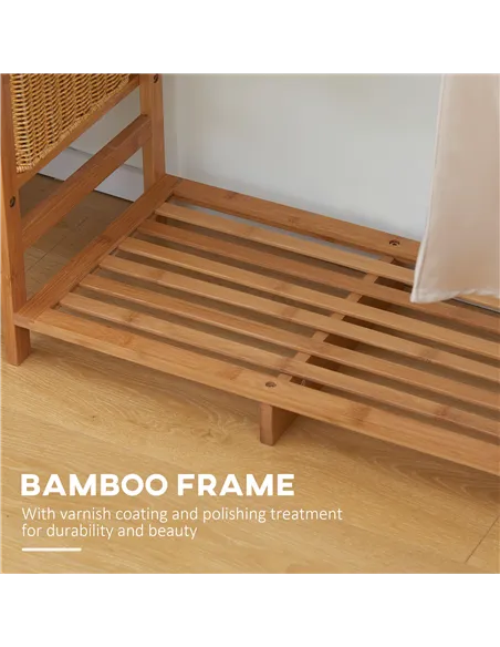 HOMCOM Bamboo Clothes Rack for Bedroom Garment Rack with 6-Tier Storage Shelf Hanging Rod Clothes Rail for Living Room Entryway
