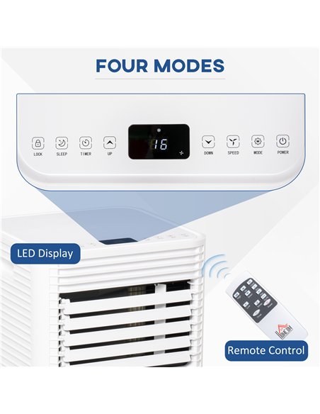 HOMCOM 7000 BTU Portable Air Conditioner for Cooling Dehumidifier Fan, Air Conditioning Unit for Room up to 26m², with Remote, 2