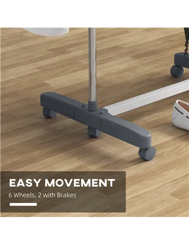 HOMCOM Four-Shelf Collapsing Clothes Horse, With Side Arms and Wheels - Grey