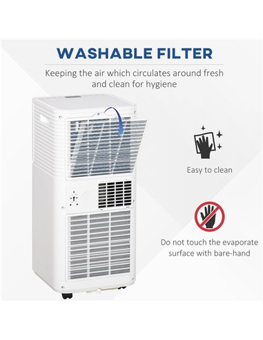 HOMCOM 7000 BTU Portable Air Conditioner for Cooling Dehumidifier Fan, Air Conditioning Unit for Room up to 26m², with Remote, 2