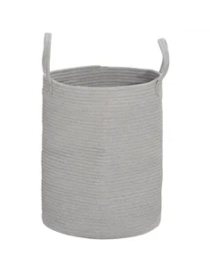 HOMCOM 36L Cotton Rope Laundry Basket, with Handles - Grey