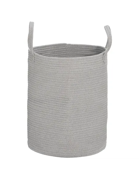 HOMCOM 36L Cotton Rope Laundry Basket, with Handles - Grey