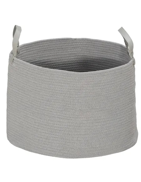 HOMCOM 88L Cotton Rope Laundry Basket, with Handles - Grey