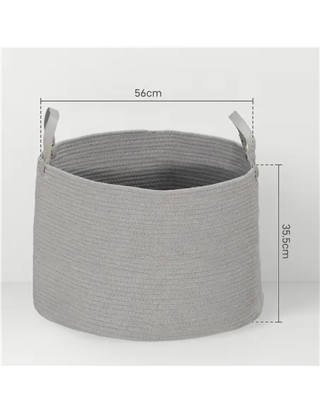 HOMCOM 88L Cotton Rope Laundry Basket, with Handles - Grey