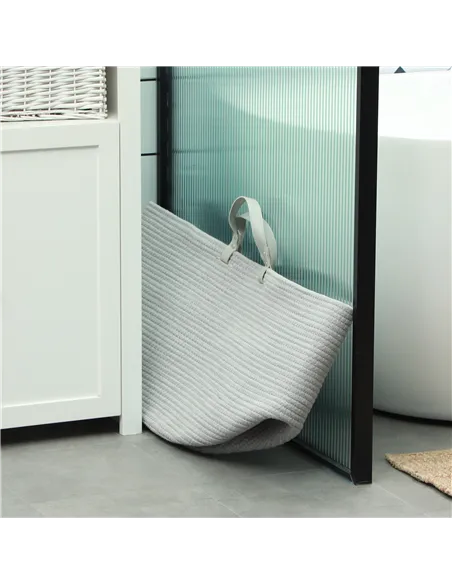 HOMCOM 88L Cotton Rope Laundry Basket, with Handles - Grey
