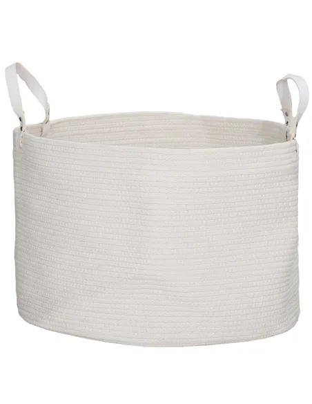 HOMCOM 88L Cotton Rope Laundry Basket, with Handles - Cream White