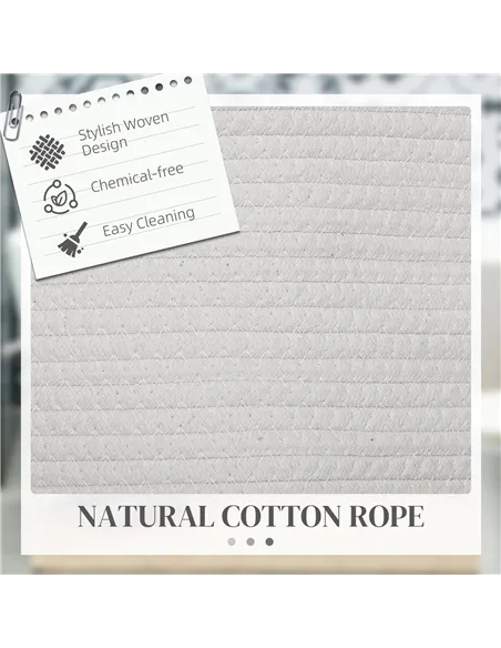 HOMCOM 88L Cotton Rope Laundry Basket, with Handles - Cream White