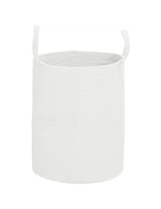 HOMCOM 36L Cotton Rope Laundry Basket, with Handles - Cream White