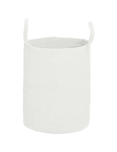 HOMCOM 36L Cotton Rope Laundry Basket, with Handles - Cream White