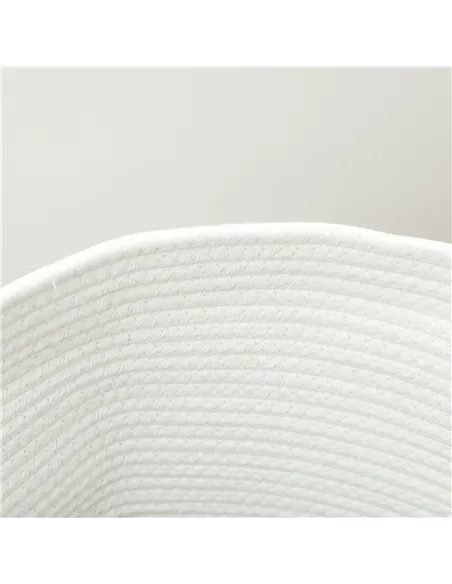 HOMCOM 36L Cotton Rope Laundry Basket, with Handles - Cream White
