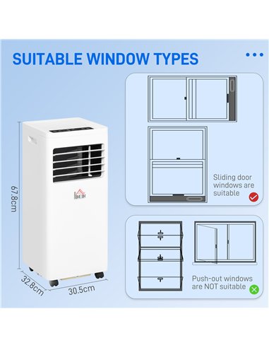 HOMCOM 7000 BTU Air Conditioning Unit, 3-in-1 Portable Air Conditioner, Dehumidifier, Cooling Fan with 2 Speeds, 24H Timer, Remo