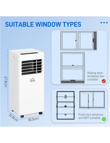 HOMCOM 7000 BTU Air Conditioning Unit, 3-in-1 Portable Air Conditioner, Dehumidifier, Cooling Fan with 2 Speeds, 24H Timer, Remo