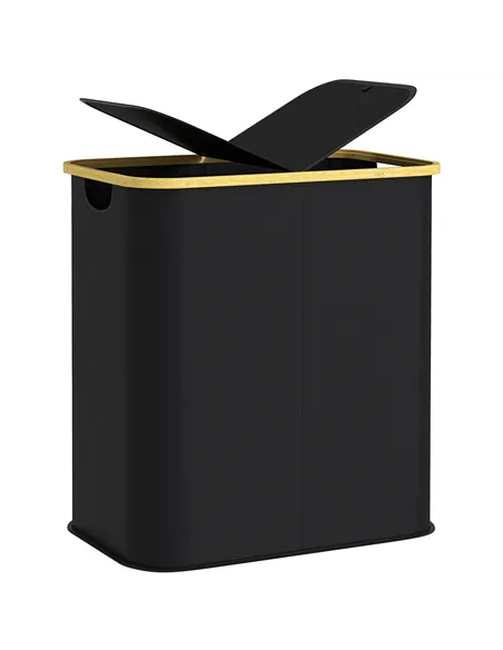 HOMCOM Double Laundry Basket With Lid, 80L Collapsible Laundry Hamper with Groove Handles, Washing Basket for Bathroom, Bedroom,