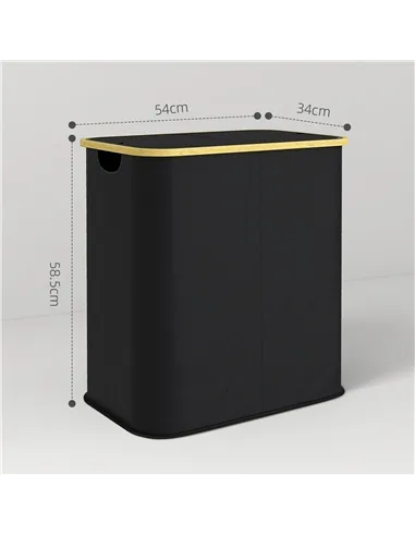 HOMCOM Double Laundry Basket With Lid, 80L Collapsible Laundry Hamper with Groove Handles, Washing Basket for Bathroom, Bedroom,