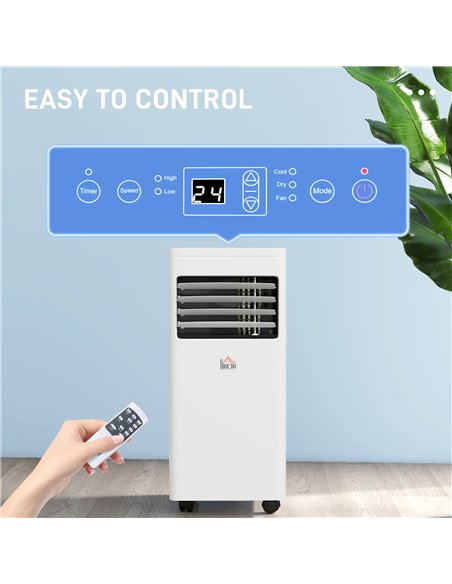 HOMCOM 7000 BTU Air Conditioning Unit, 3-in-1 Portable Air Conditioner, Dehumidifier, Cooling Fan with 2 Speeds, 24H Timer, Remo