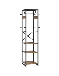 HOMCOM Multi-Storage Clothes Rack - Brown/Black