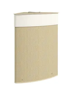 HOMCOM Bamboo Laundry Basket with Lid, 55L Corner Laundry Hamper with Removable Washable Liner Bag, Bathroom Triangle Washing Ba