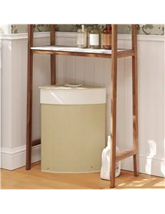 HOMCOM Bamboo Laundry Basket with Lid, 55L Corner Laundry Hamper with Removable Washable Liner Bag, Bathroom Triangle Washing Ba 2