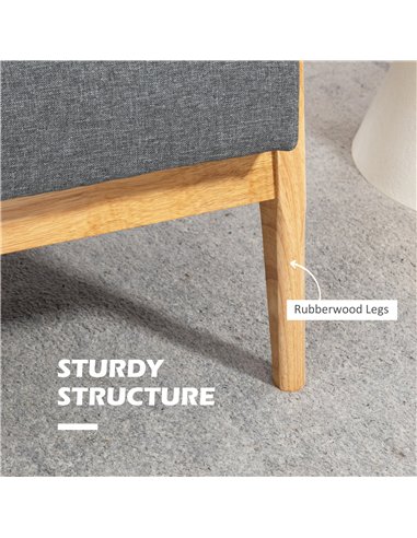 HOMCOM 2 Seater Sofa Modern Linen Fabric Upholstery Tufted Couch with Rubberwood Legs for Living Room and Kitchen, Dark Grey