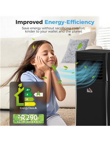 HOMCOM 8000 BTU 4-In-1 Portable Air Conditioner Unit Cooling Dehumidifying Ventilating  for Room up to 27m², with Fan, Remote, 2