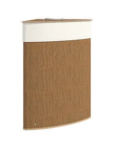 HOMCOM Bamboo Laundry Basket with Lid, 55L Corner Laundry Hamper with Removable Washable Liner Bag, Bathroom Triangle Washing Ba