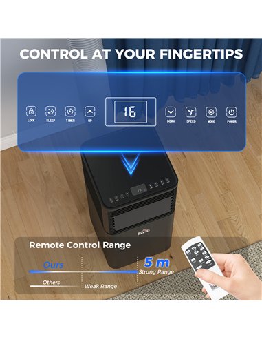 HOMCOM 8000 BTU 4-In-1 Portable Air Conditioner Unit Cooling Dehumidifying Ventilating  for Room up to 27m², with Fan, Remote, 2