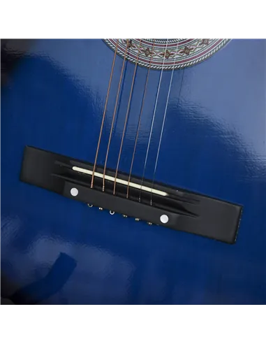 HOMCOM 38 Inch Full Size Blue Classical Acoustic Electric Guitar Kids Guitar and Junior Guitar   Premium Gloss Finish w/Case - B