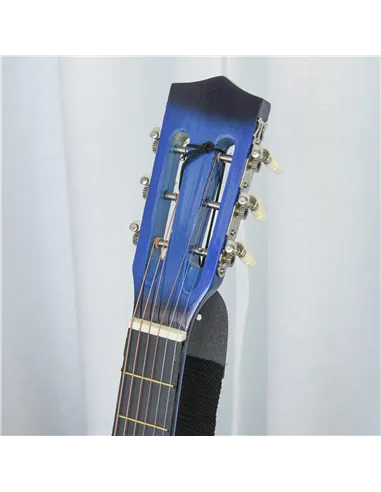 HOMCOM 38 Inch Full Size Blue Classical Acoustic Electric Guitar Kids Guitar and Junior Guitar   Premium Gloss Finish w/Case - B