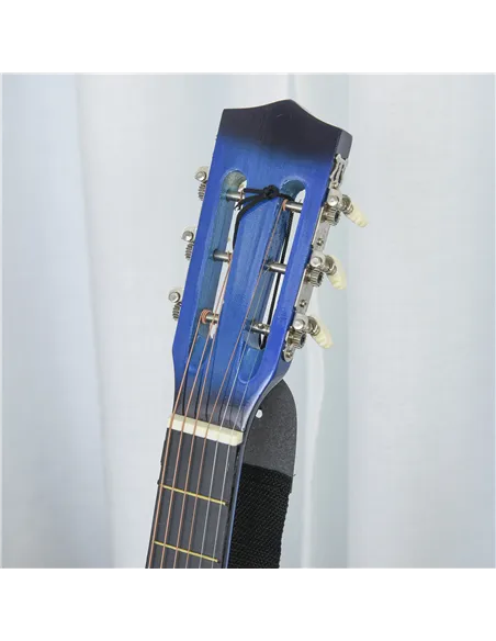 HOMCOM 38 Inch Full Size Blue Classical Acoustic Electric Guitar Kids Guitar and Junior Guitar   Premium Gloss Finish w/Case - B