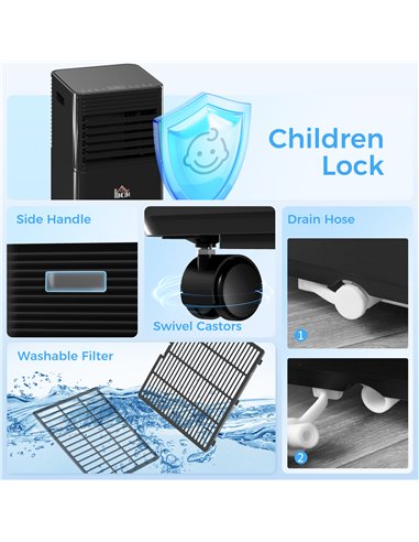 HOMCOM 8000 BTU 4-In-1 Portable Air Conditioner Unit Cooling Dehumidifying Ventilating  for Room up to 27m², with Fan, Remote, 2