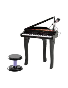 HOMCOM 37 Keys Kids Mini Electronic Keyboard Children Grand Piano with Stool Microphone Light Musical Instrument Educational Gam