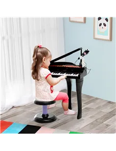 HOMCOM 37 Keys Kids Mini Electronic Keyboard Children Grand Piano with Stool Microphone Light Musical Instrument Educational Gam 2