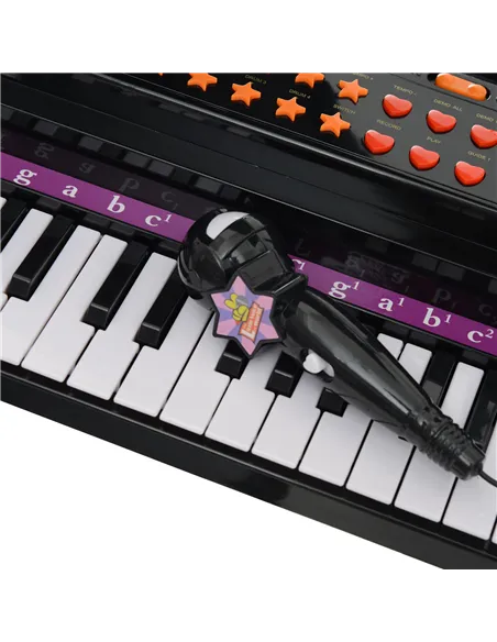 HOMCOM 37 Keys Kids Mini Electronic Keyboard Children Grand Piano with Stool Microphone Light Musical Instrument Educational Gam
