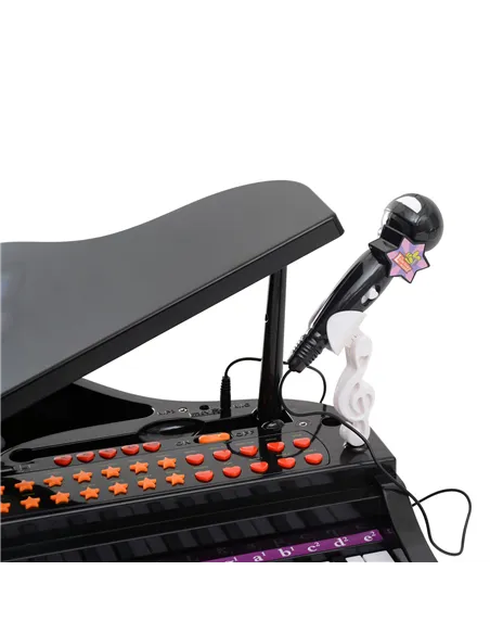 HOMCOM 37 Keys Kids Mini Electronic Keyboard Children Grand Piano with Stool Microphone Light Musical Instrument Educational Gam