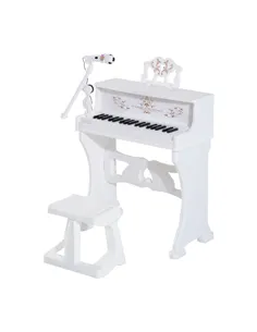 HOMCOM 37 Keys Kids Piano Mini Electronic Keyboard Light Kids Musical Instrument Educational Game Children Grand Piano Toy Set w