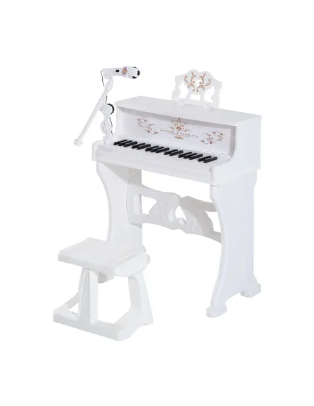 HOMCOM 37 Keys Kids Piano Mini Electronic Keyboard Light Kids Musical Instrument Educational Game Children Grand Piano Toy Set w